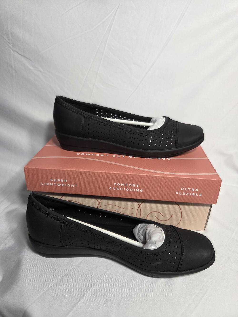 Easy Spirit Black Perforated Slip-On Ballet Flats